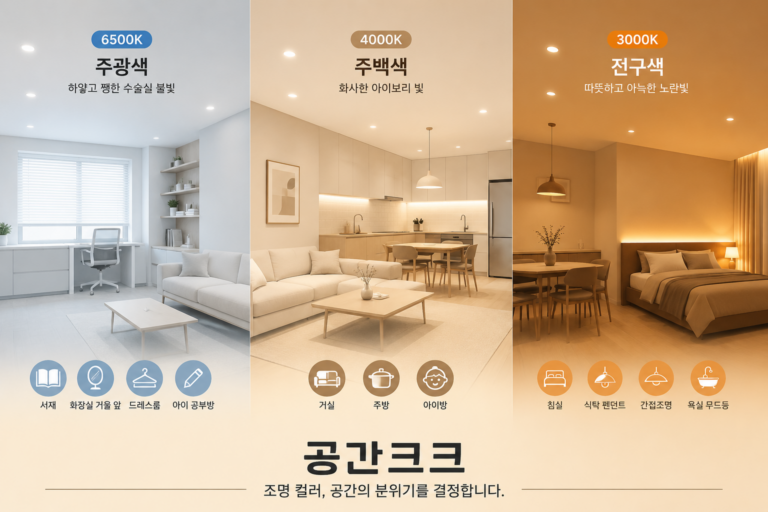 우리 집 분위기 치트키! 조명 색온도 (주광색 vs 주백색 vs 전구색) 완벽 가이드